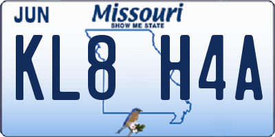 MO license plate KL8H4A
