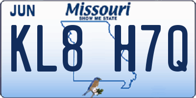MO license plate KL8H7Q