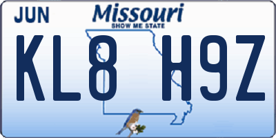 MO license plate KL8H9Z