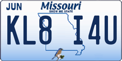 MO license plate KL8I4U