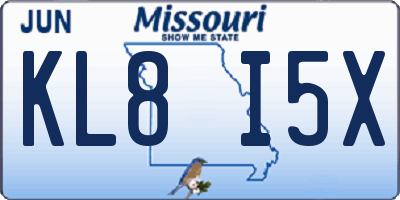 MO license plate KL8I5X
