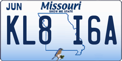 MO license plate KL8I6A