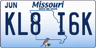 MO license plate KL8I6K