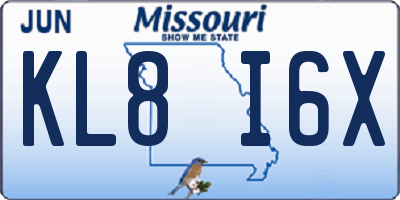 MO license plate KL8I6X