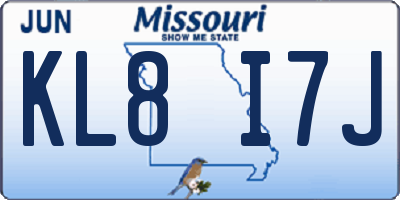MO license plate KL8I7J