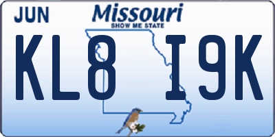 MO license plate KL8I9K