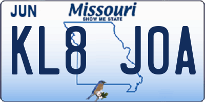 MO license plate KL8J0A