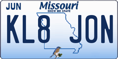 MO license plate KL8J0N