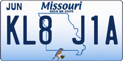 MO license plate KL8J1A