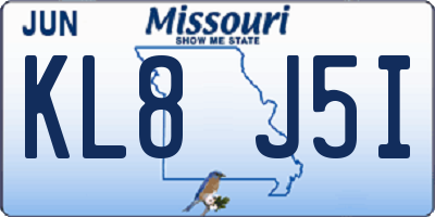MO license plate KL8J5I