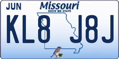 MO license plate KL8J8J
