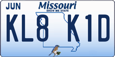 MO license plate KL8K1D
