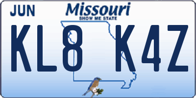 MO license plate KL8K4Z