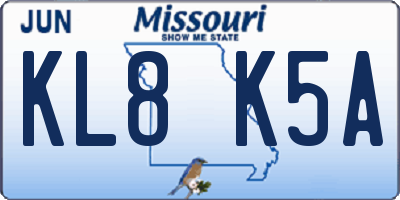MO license plate KL8K5A