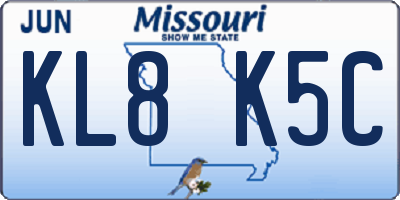 MO license plate KL8K5C