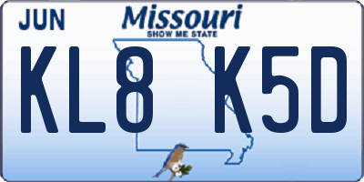 MO license plate KL8K5D