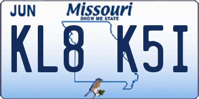 MO license plate KL8K5I