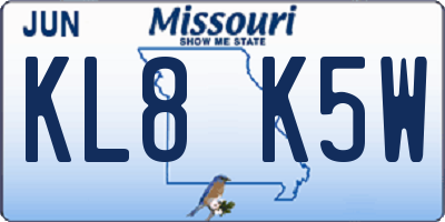 MO license plate KL8K5W