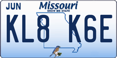 MO license plate KL8K6E