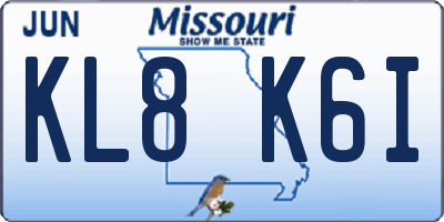 MO license plate KL8K6I