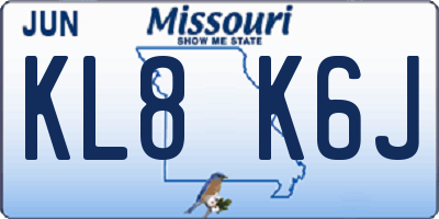 MO license plate KL8K6J