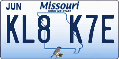 MO license plate KL8K7E