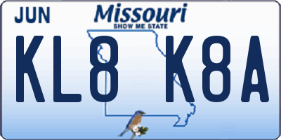MO license plate KL8K8A