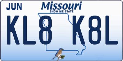 MO license plate KL8K8L