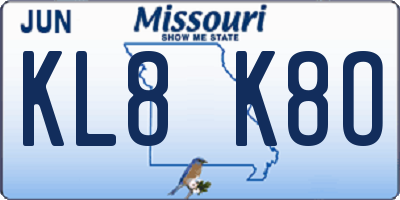 MO license plate KL8K8O
