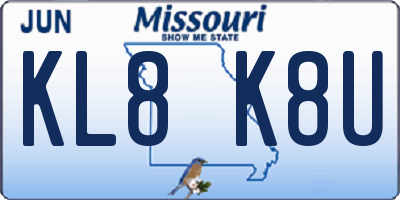 MO license plate KL8K8U
