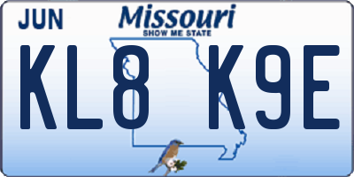 MO license plate KL8K9E