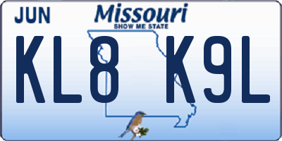 MO license plate KL8K9L