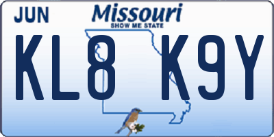 MO license plate KL8K9Y