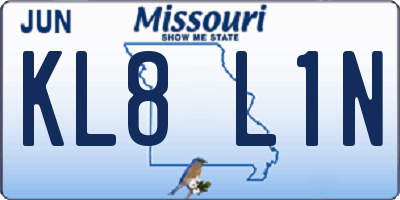 MO license plate KL8L1N