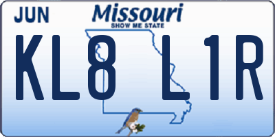 MO license plate KL8L1R