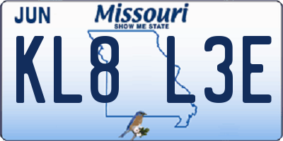 MO license plate KL8L3E