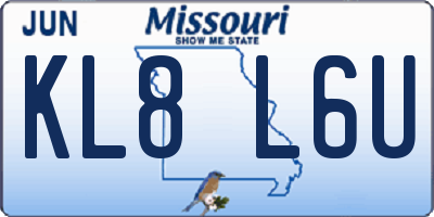 MO license plate KL8L6U