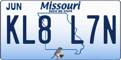 MO license plate KL8L7N