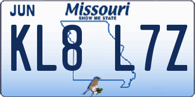 MO license plate KL8L7Z