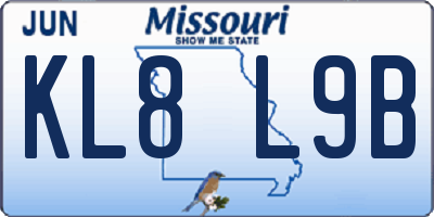 MO license plate KL8L9B