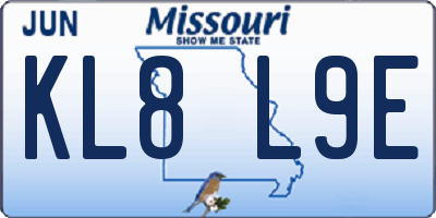 MO license plate KL8L9E