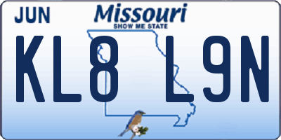 MO license plate KL8L9N