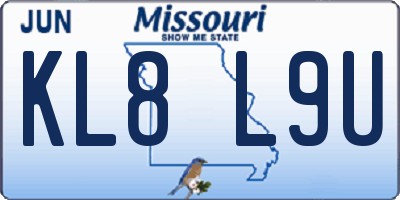 MO license plate KL8L9U