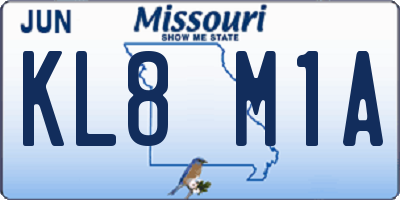 MO license plate KL8M1A