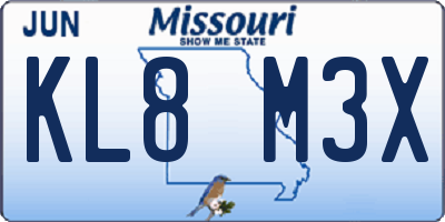 MO license plate KL8M3X