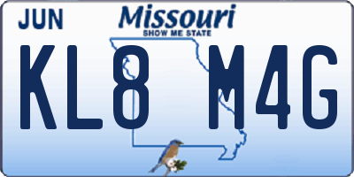 MO license plate KL8M4G