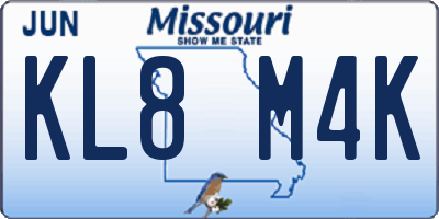 MO license plate KL8M4K