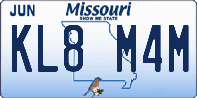 MO license plate KL8M4M