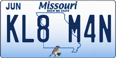 MO license plate KL8M4N