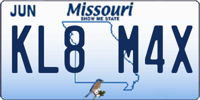 MO license plate KL8M4X